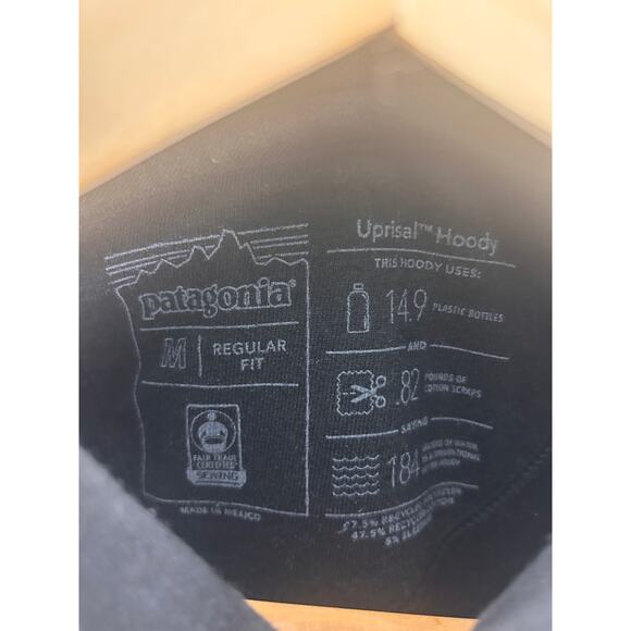 Patagonia Uprisal Hoody Black Mens Medium Recycled Cotton Logo Hoodie - Picture 4 of 11